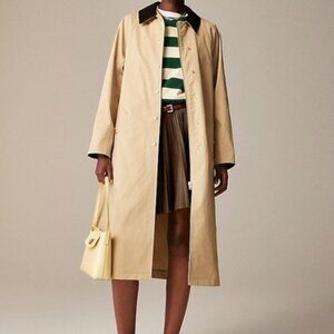 NWT J Crew Petite Long Barn Jacket in Waxed Cotton Twill Petite